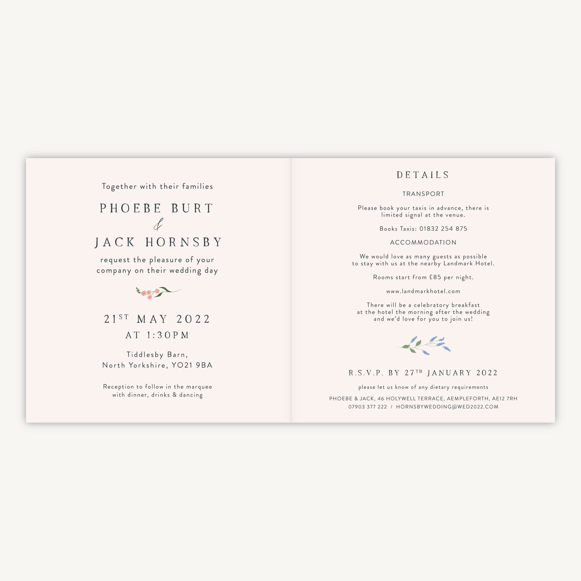 Wildflower Wreath Folded Wedding Invitation