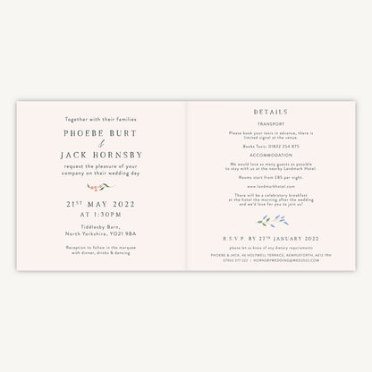 Wildflower Wreath Folded Wedding Invitation