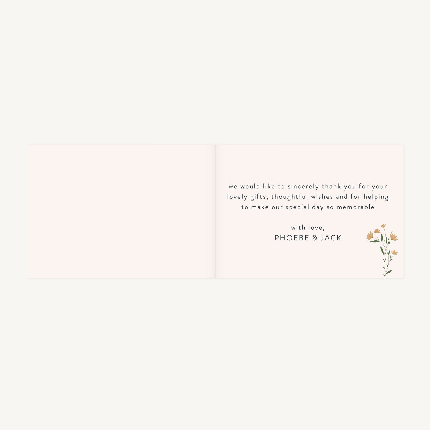 Wildflower Wreath Wedding Thank You Card Folded