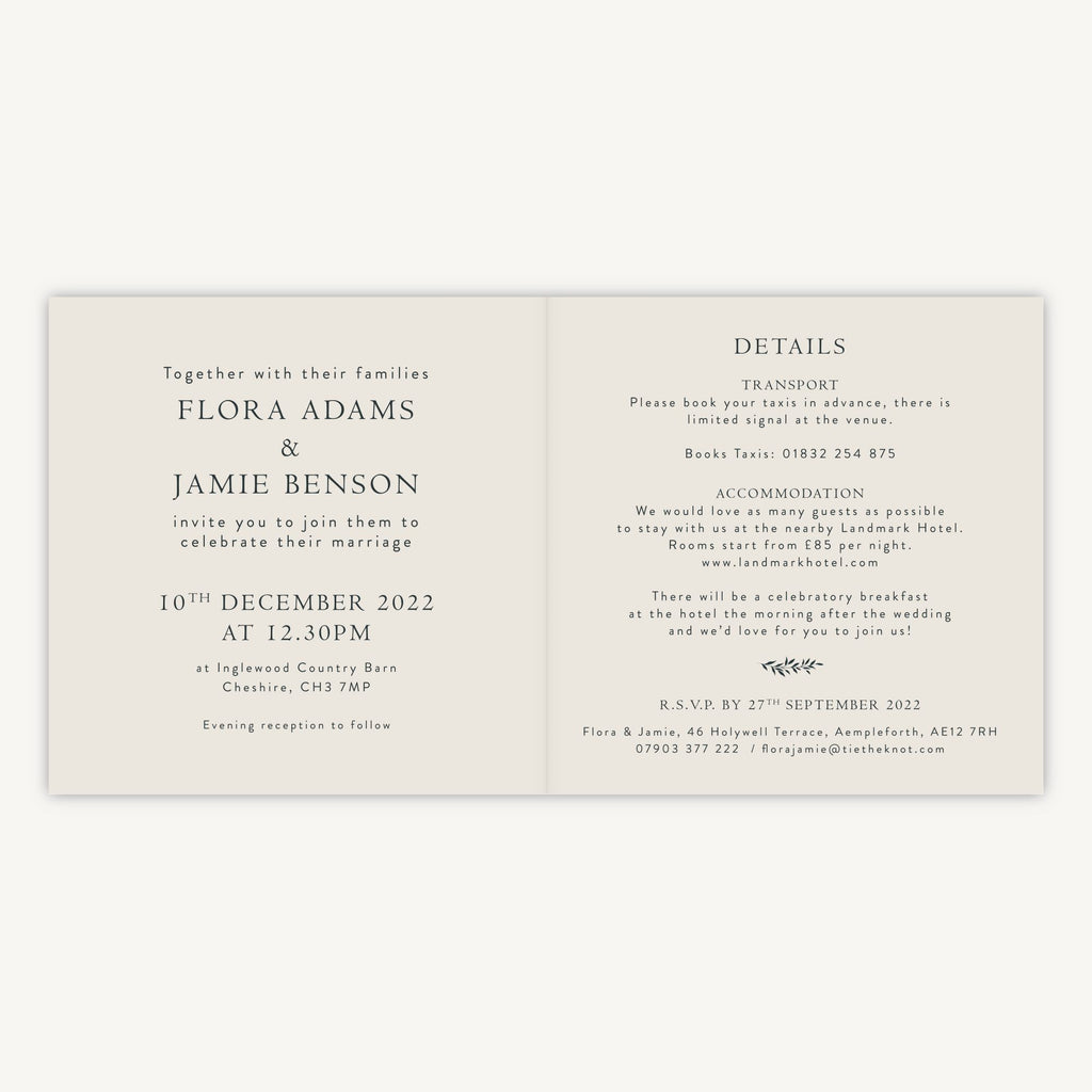 Winter Botanical Folded Wedding Invitation